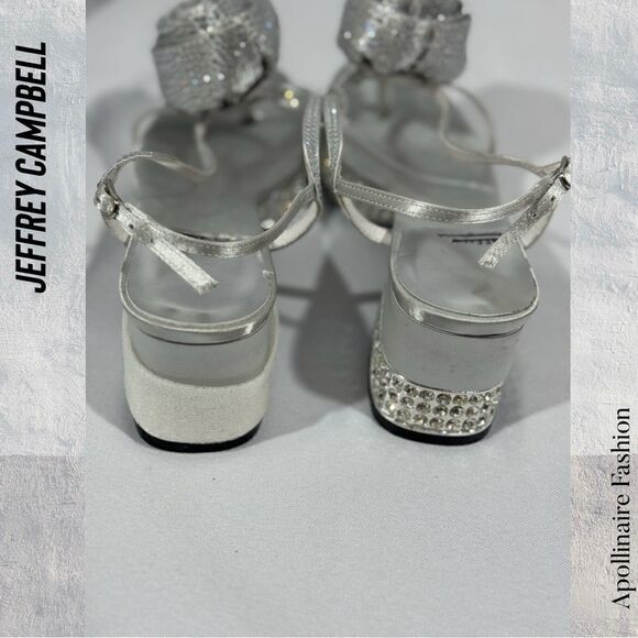 JEFFREY CAMPBELL TRENDSETTER SLINGBACK PLATFORM SANDALS IN SATIN SILVER SIZE 7 - Picture 5 of 6